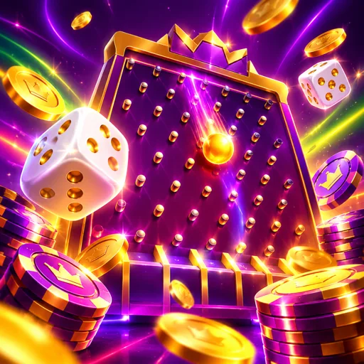 Jogo Plinko com ficha caindo entre pinos